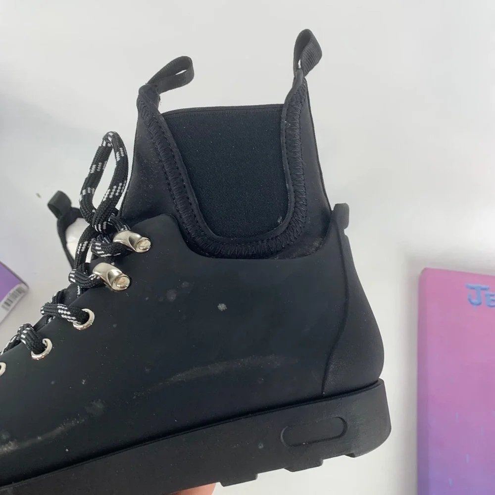 Jeffrey Campbell Barometric Black Matte Boots‎ Lace Up Platform Ankle Size 7 NEW